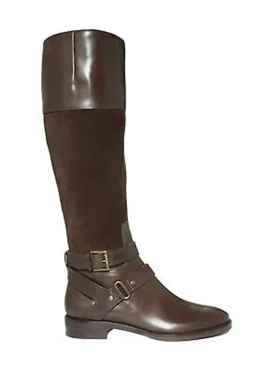 JOAN & DAVID JOAN & DAVID WOMENS BROWN STRAPPED ZADARAH BLOCK HEEL LEATHER RIDING BOOT 5.5 M