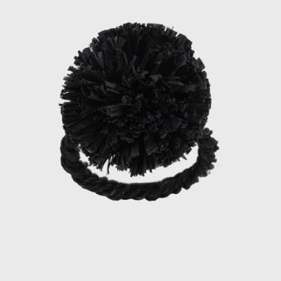 JOANNA BUCHANAN JOANNA BUCHANAN STRAW POMPOM NAPKIN RINGS, SET OF FOUR
