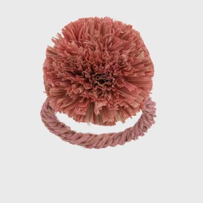 JOANNA BUCHANAN JOANNA BUCHANAN STRAW POMPOM NAPKIN RINGS, SET OF FOUR