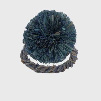 JOANNA BUCHANAN JOANNA BUCHANAN STRAW POMPOM NAPKIN RINGS, SET OF FOUR
