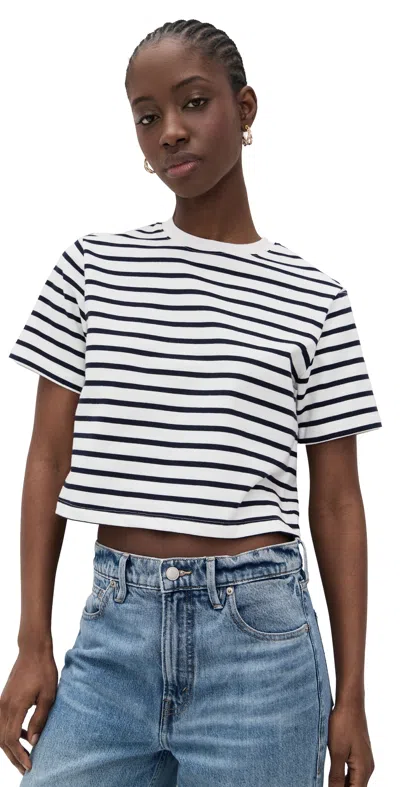 JOE'S JEANS THE BOXY TEE MILK/NAVY STRIPE