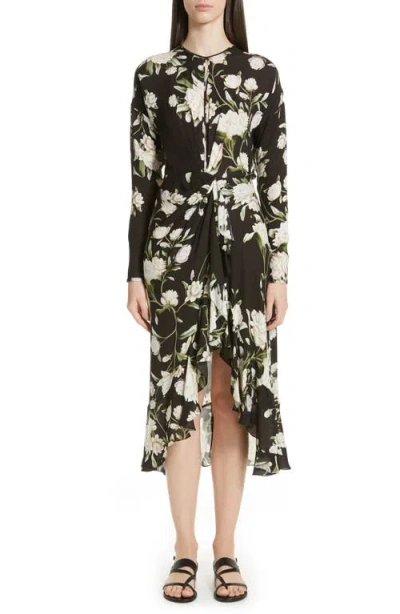 JOHANNA ORTIZ JOHANNA ORTIZ MELODIAS SALVAJES FRONT SLIT FLORAL PRINT SILK DRESS