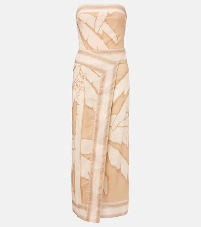 JOHANNA ORTIZ PALMS PONTOON COTTON POPLIN MIDI DRESS