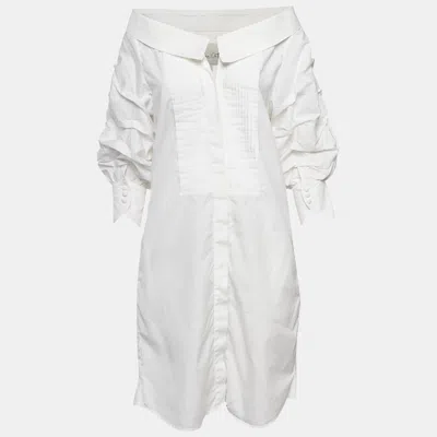 JOHANNA ORTIZ WHITE COTTON BUTTON FRONT JO MARCH DRESS S
