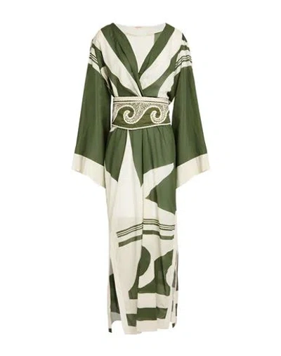 JOHANNA ORTIZ JOHANNA ORTIZ WOMAN MAXI DRESS MILITARY GREEN SIZE L COTTON