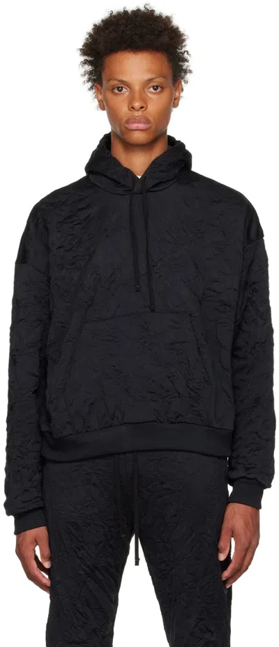 JOHN ELLIOTT BLACK CRINKLED HOODIE
