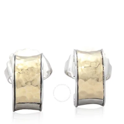 JOHN HARDY JOHN HARDY HOOP EARRINGS CLASSIC CHAIN 18K YELLOW GOLD & STERLING SILVER WITH DIAMOND HOOP EARRINGS 