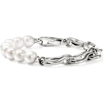 JOHN HARDY JOHN HARDY SURF BRACELET, STERLING SILVER, PEARLS, 10.5MM