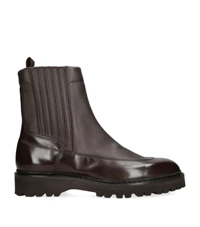 JOHN LOBB LEATHER RIDGE ANKLE BOOTS