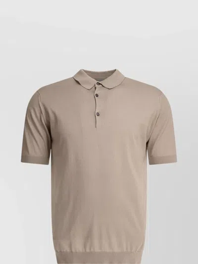 JOHN SMEDLEY POLO COLLARED SHIRT RIBBED CUFFS