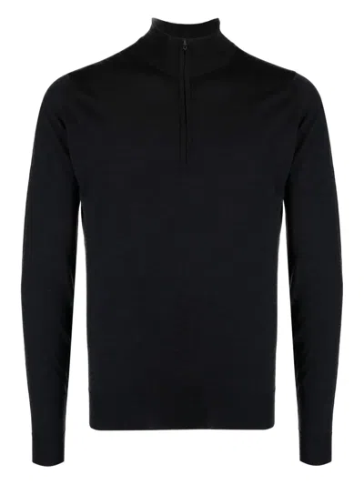 JOHN SMEDLEY ZIP-NECK LONG-SLEEVE SWEATER