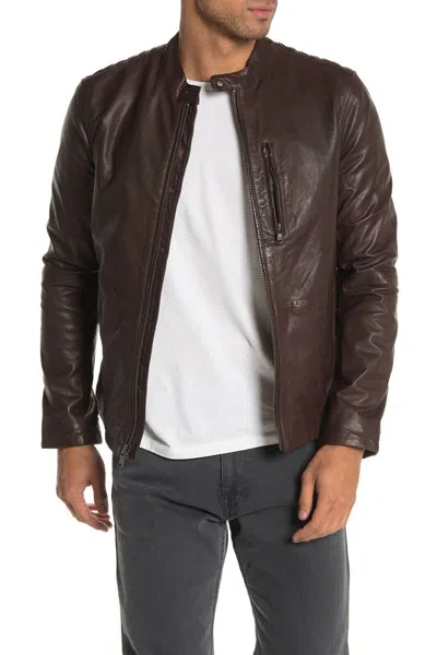 JOHN VARVATOS $698 JOHN VARVATOS STAR USA RACER SHEEP LEATHER JACKET , DARK BROWN , XXL