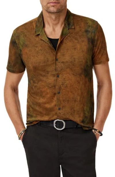 JOHN VARVATOS JOHN VARVATOS AGOSTA BURNOUT EFFECT LINEN CAMP SHIRT