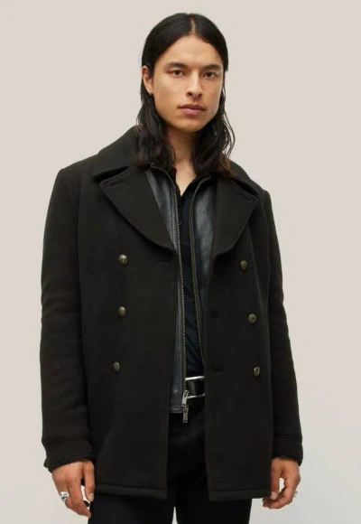 JOHN VARVATOS JOHN VARVATOS CARLOS BLACK DOUBLE BREASTED QUILTED MEN'S PEACOAT SIZE 52