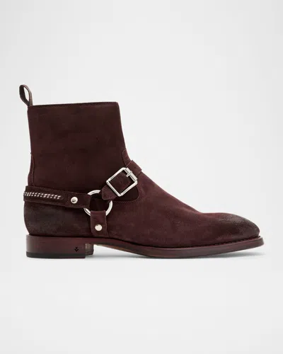 JOHN VARVATOS MEN'S REGENT HARNESS SUEDE ANKLE BOOTS