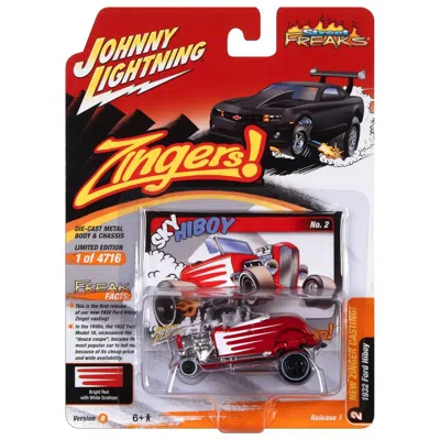 JOHNNY LIGHTNING 1 TO 64 SCALE 1932 FORD HIBOY SKY HIBOY BRIGHT RED WITH WHITE GRAPHICS ZINGERS LIMITED EDITION TO 47