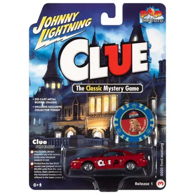 JOHNNY LIGHTNING 2.75 IN. 1-64 SCALE 2000 FORD MUSTANG MISS SCARLET WITH GRAPHICS WITH POKER CHIP MODERN CLUE POP CUL