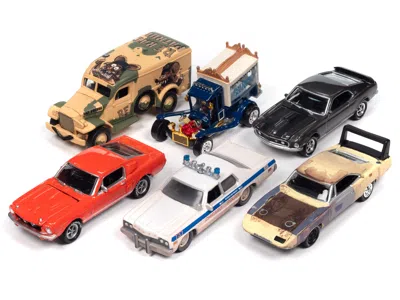 JOHNNY LIGHTNING POP CULTURE 2024 SET OF 6 CARS RELEASE 2 1/64 DIECAST MODEL CARS BY JOHNNY LIGHTNING