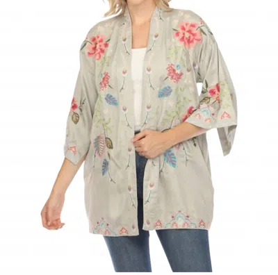 JOHNNY WAS EMIKA EMBROIDERED KIMONO TOP IN SAND