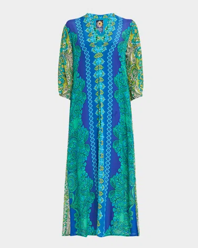 JOHNNY WAS KAHINU FLORAL-PRINT CREPE DE CHINE MAXI DRESS