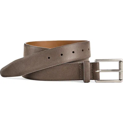 JOHNSTON & MURPHY JOHNSTON & MURPHY BRUSHED MICROCHECK LEATHER BELT