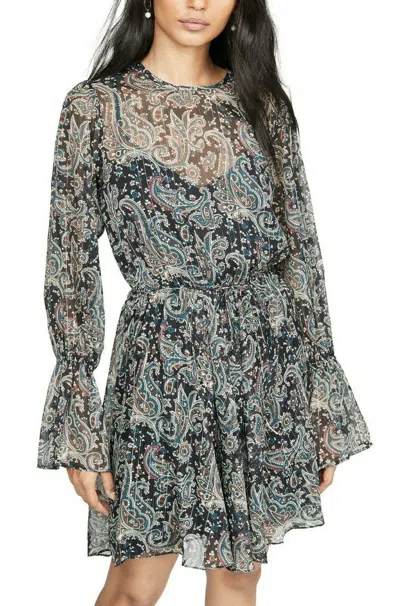 JOIE JOIE SZS MANNING LANGÄRMELIG CHIFFONKLEID METALLISCH KAVIAR AUFDRUCK