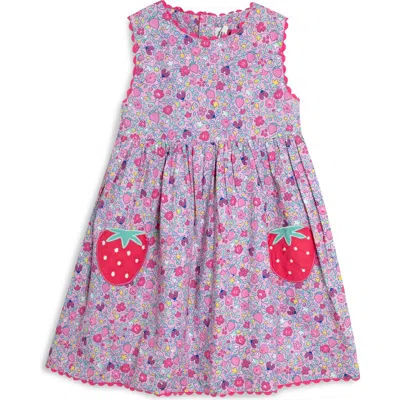 JOJO MAMAN BÉBÉ JOJO MAMAN BEBE FLORAL STRAWBERRY APPLIQUÉ SLEEVELESS COTTON DRESS