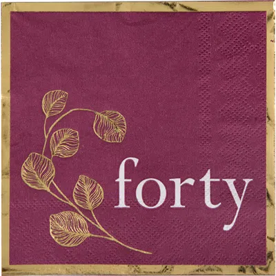 JOLLITY & CO JOLLITY & CO 40TH BIRTHDAY OR ANNIVERSARY COCKTAIL NAPKINS