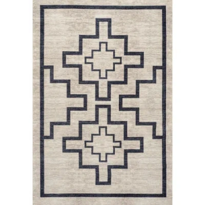 JONATHAN Y JONATHAN Y ASHKII MINIMALIST MEDALLION MACHINE-WASHABLE AREA RUG