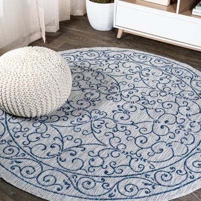 JONATHAN Y CHARLESTON VINTAGE FILIGREE TEXTURED WEAVE INDOOR/OUTDOOR ROUND AREA RUG