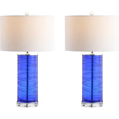 JONATHAN Y JONATHAN Y COLE 27.5" MODERN FUSED GLASS CYLINDER LED TABLE LAMP