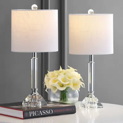 JONATHAN Y DANA 19.5" CRYSTAL COLUMN/METAL LED TABLE LAMP (SET OF 2)