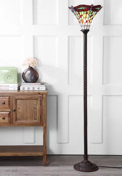 JONATHAN Y DRAGONFLY TIFFANY-STYLE 71" TORCHIERE LED FLOOR LAMP