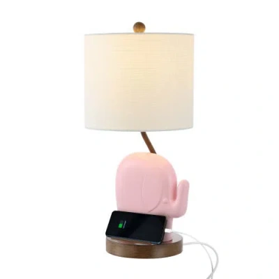 JONATHAN Y JONATHAN Y ELLIE 20.25" BOHEMIAN DESIGNER IRON/RESIN ELEPHANT LED KIDS' TABLE LAMP WITH PHONE STAND 