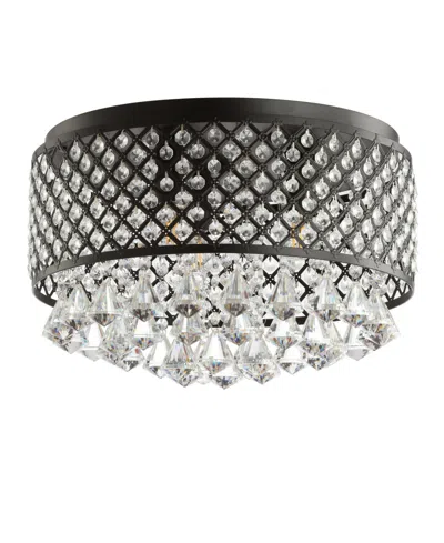JONATHAN Y EVELYN 17" 3-LIGHT CRYSTAL DROPS/METAL LED FLUSH MOUNT