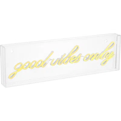 JONATHAN Y JONATHAN Y GOOD VIBES ONLY 20" X 6" CONTEMPORARY GLAM ACRYLIC BOX USB OPERATED LED NEON LIGHT, YELLO