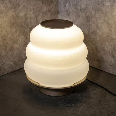 JONATHAN Y HONEY POT 12" MINIMALIST CLASSIC PLANT-BASED PLA 3D PRINTED DIMMABLE LED TABLE LAMP, WHITE/BROWN