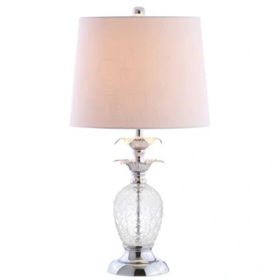 JONATHAN Y JONATHAN Y JANE 24" GLASS LED TABLE LAMP, CLEAR/CHROME