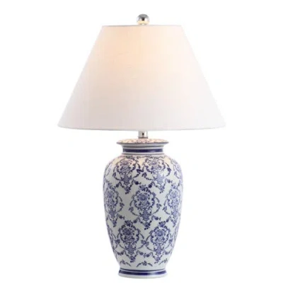 JONATHAN Y JONATHAN Y JULIANA 26.25" CHINOISERIE CERAMIC LED TABLE LAMP, BLUE/WHITE