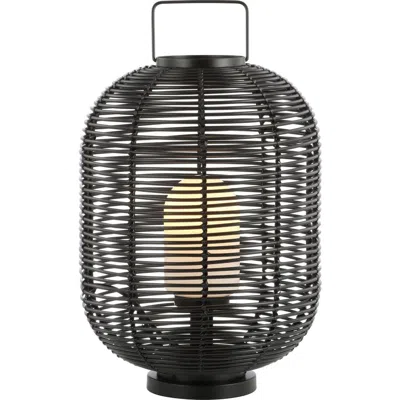 JONATHAN Y JONATHAN Y KANDELLA 26.7" OUTDOOR WOVEN OVAL ASIAN LED LANTERN, BLACK