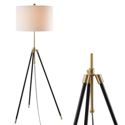 JONATHAN Y JONATHAN Y LUCIUS 67" ADJUSTABLE METAL LED FLOOR LAMP, BLACK/BRASS