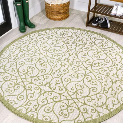 JONATHAN Y JONATHAN Y MADRID VINTAGE FILIGREE TEXTURED WEAVE INDOOR/OUTDOOR ROUND AREA RUG