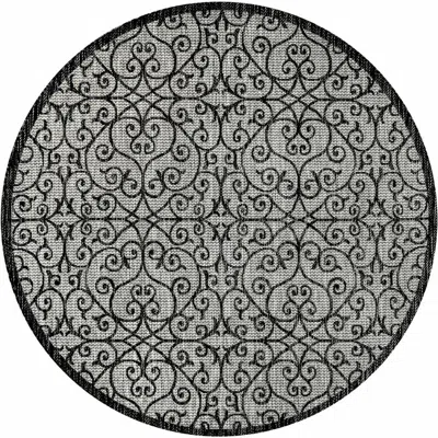 JONATHAN Y JONATHAN Y MADRID VINTAGE FILIGREE TEXTURED WEAVE INDOOR/OUTDOOR ROUND AREA RUG
