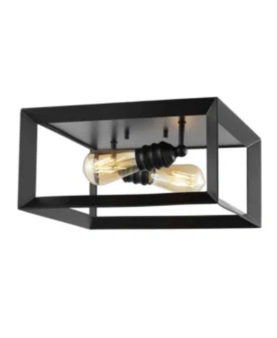 JONATHAN Y MARFA SQUARE 2-LIGHT IRON MODERN FARMHOUSE LED FLUSH MOUNT