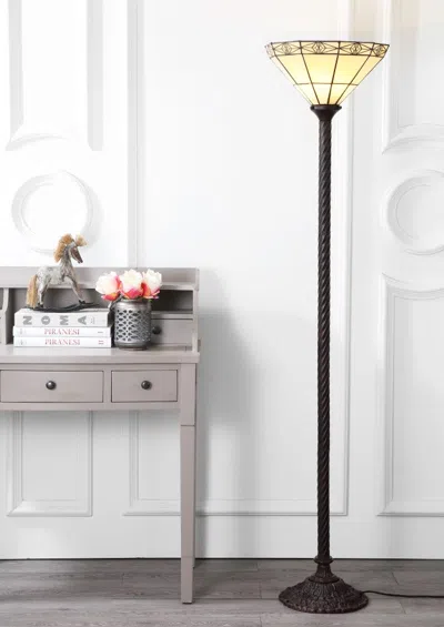 JONATHAN Y MOORE TIFFANY-STYLE 68.57" TORCHIERE LED FLOOR LAMP