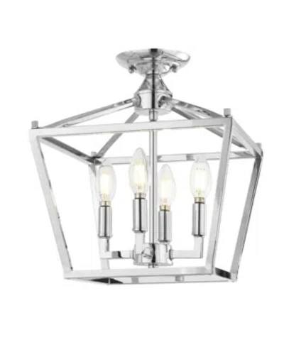 JONATHAN Y PLAINS MINI LANTERN 4-LIGHT IRON MODERN FARMHOUSE LED FLUSH MOUNT