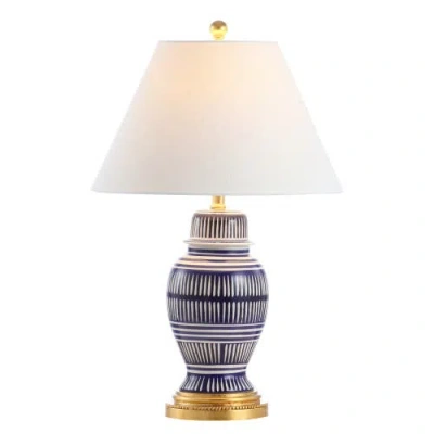 JONATHAN Y JONATHAN Y REED 27" CERAMIC/IRON MODERN COASTAL LED TABLE LAMP, NAVY