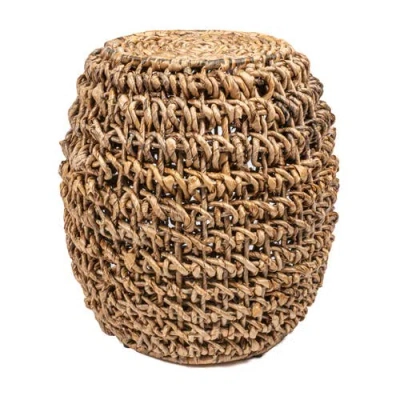 JONATHAN Y JONATHAN Y SAGE 21" RUSTIC BOHEMIAN BARREL-STYLE ABACA/IRON HANDWOVEN STOOL