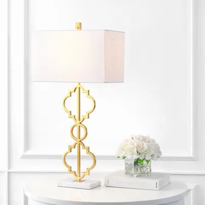 JONATHAN Y SELINA 32" IRON OGEE TRELLIS MODERN LED TABLE LAMP