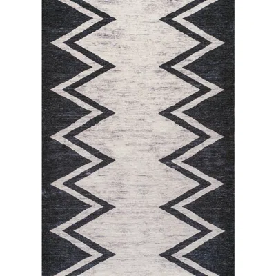 JONATHAN Y JONATHAN Y SIKSAK MODERN CHEVRON BORDER MACHINE-WASHABLE AREA RUG